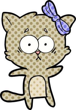 Bir insan tarafından çizilmiş çizgi film kedisi.