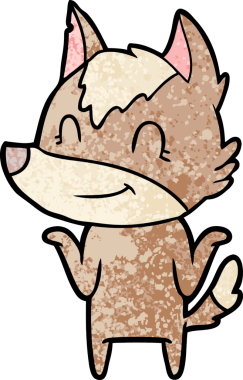 Bir insan tarafından çizilmiş dost canlısı bir kurt.