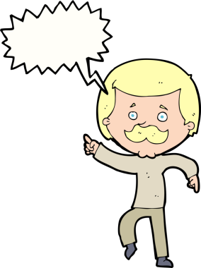 Bir insan tarafından çizilmiş bir konuşma balonuyla dans eden baba.