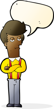 Bir insan tarafından çizilmiş konuşma balonuyla sıkılmış bir adam.