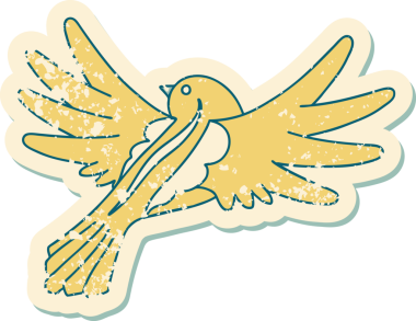 Bir insan tarafından çizilmiş uçan bir kuşun sembolik dövmesi.