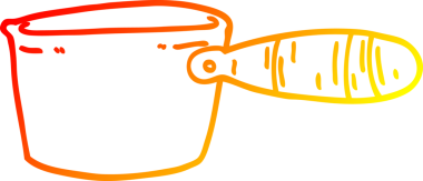 Bir insan tarafından çizilmiş karikatür yemek tavasının sıcak gradyan çizimi