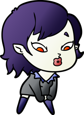 Bir insan tarafından çizilmiş şirin vampir kız çizgi filmi.