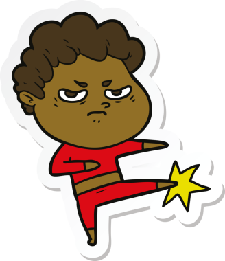 Bir insan tarafından çizilmiş kızgın bir adamın çıkartması.