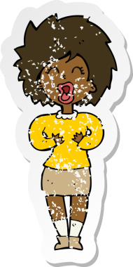 Bir insan tarafından çizilmiş çığlık atan bir karikatürün gerilimli yapıştırması.