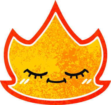 Bir insan tarafından çizilmiş ateş alevinin retro çizim tarzı karikatürü.