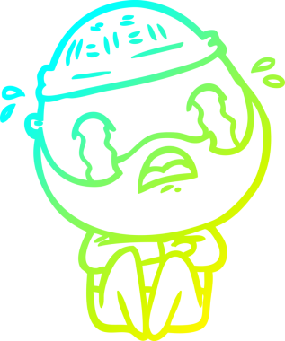 Bir insan tarafından çizilmiş ağlayan sakallı bir adamın çizdiği soğuk çizgi.