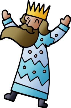 Bir insan tarafından çizilmiş neşeli çizgi film kralı.