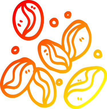 Bir insanın çizdiği kahve çekirdeklerinin çizgi çizimi.