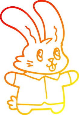 Bir insan tarafından çizilmiş mutlu tavşan çizgi çizimi.