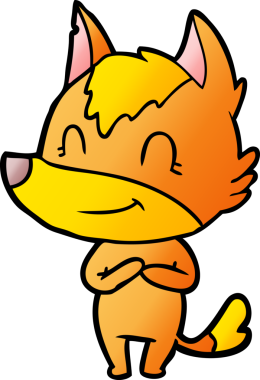 Bir insan tarafından çizilmiş tilki çizgi film karakteri