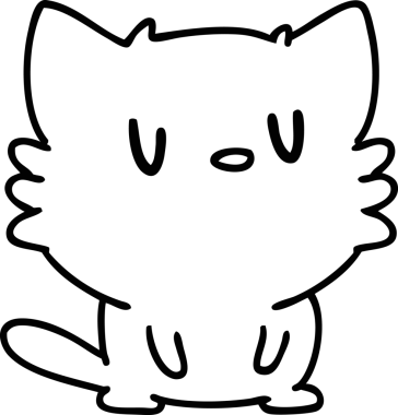 Bir insan tarafından çizilmiş küçük sevimli bir kedi çizimi.