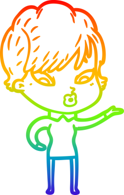 gökkuşağı gradyan çizimi bir insan tarafından çizilmiş bir karikatür kadın