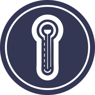 Bir insan tarafından çizilmiş cam termometre dairesel simgesi