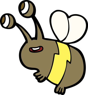 Bir insan tarafından çizilmiş mutlu bir arı.