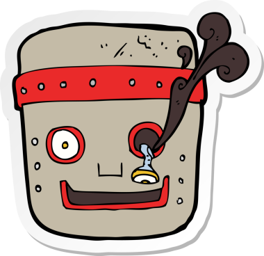 Bir insan tarafından çizilmiş robot kafanın çıkartması.