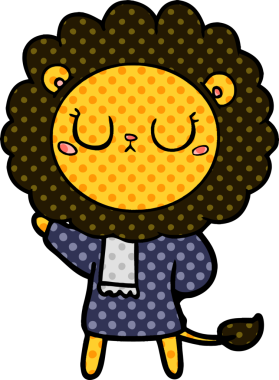 Bir insan tarafından çizilmiş çizgi film aslanı.