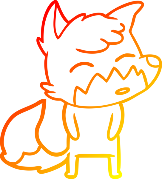 Bir insan tarafından çizilmiş bir tilkinin sıcak çizgi çizimi