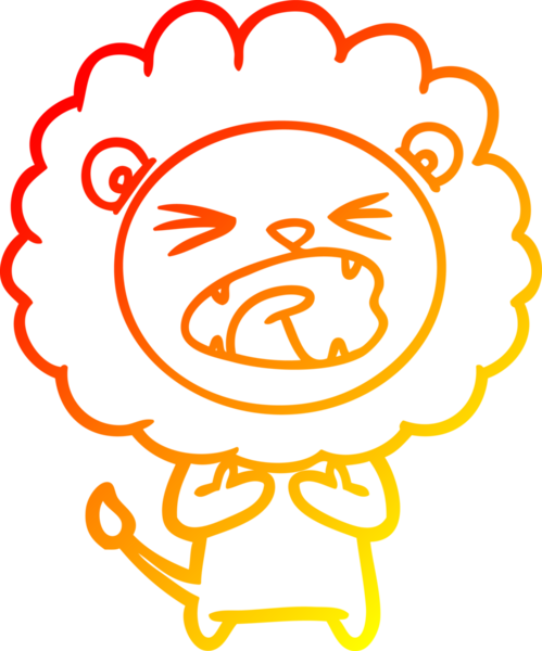 Bir insan tarafından çizilmiş karikatür aslanının sıcak çizgi çizimi
