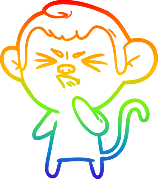 Bir insan tarafından çizilmiş kızgın bir maymunun gökkuşağı gradyan çizimi