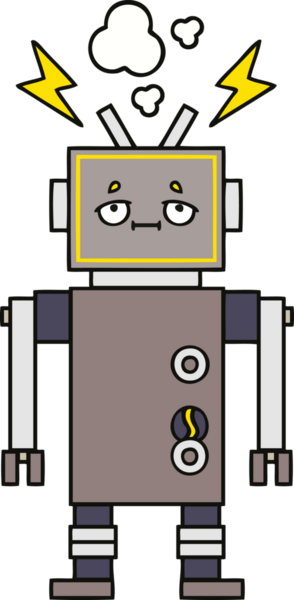 Bir insan tarafından çizilmiş arızalı bir robot çizimi.