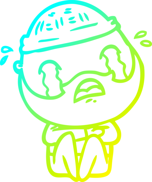 Bir insan tarafından çizilmiş ağlayan sakallı bir adamın çizdiği soğuk çizgi.