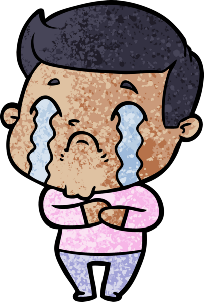 Bir insan tarafından çizilmiş ağlayan çizgi film adamı.