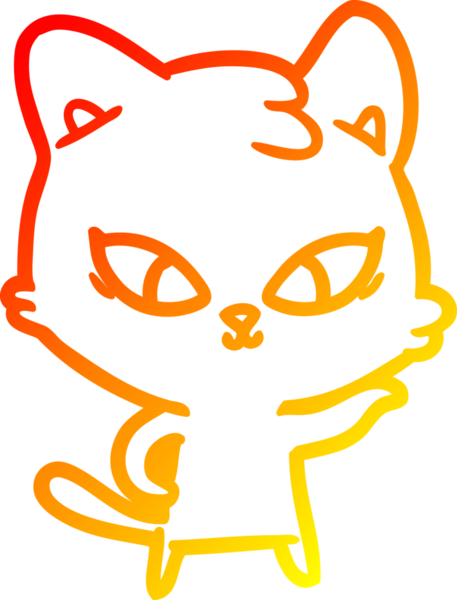 Bir insan tarafından çizilmiş sevimli bir çizgi film kedisinin sıcak çizgi çizgisi.