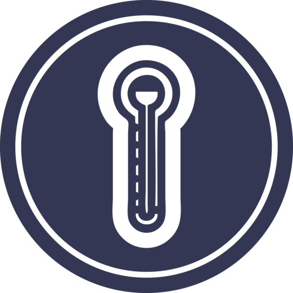 Bir insan tarafından çizilmiş cam termometre dairesel simgesi