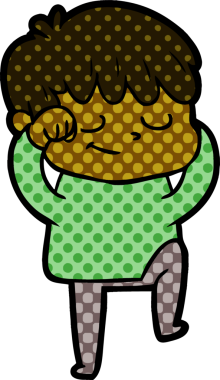 Bir insan tarafından çizilmiş mutlu çocuk çizgi filmi.