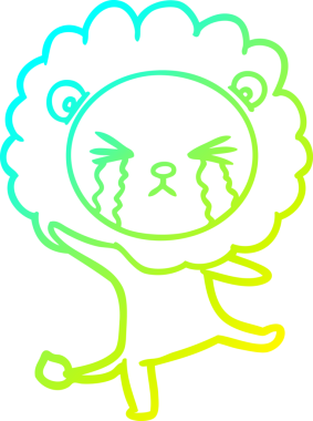 Bir insan tarafından çizilmiş ağlayan aslanın soğuk gradyan çizgisi