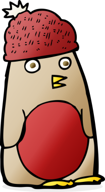 Bir insan tarafından çizilmiş şapka içindeki çizgi robin.