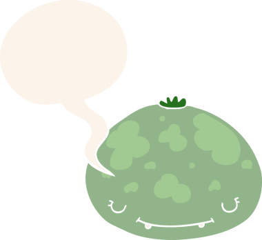 bir insan tarafından çizilmiş, konuşma baloncuklu çizgi film kabağı.