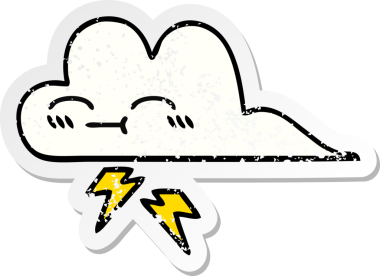 Bir insan tarafından çizilmiş tatlı bir gökgürültüsü bulutunun sıkıntılı çıkartması.