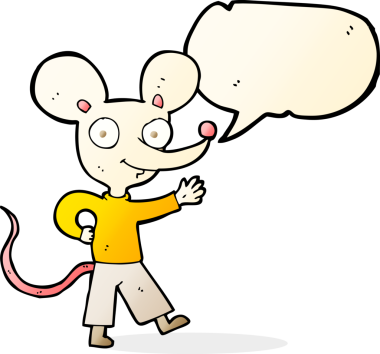 bir insan tarafından çizilmiş konuşma balonlu çizgi film faresi