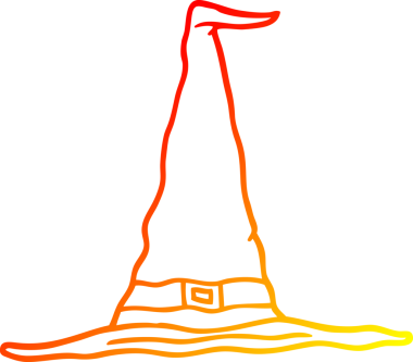 Bir insan tarafından çizilmiş bir cadı şapkasının sıcak çizgi çizimi.