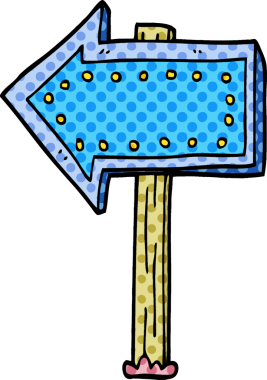 Çizgi film karalaması bir insan tarafından çizilmiş oku aydınlatıyor.