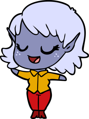 Bir insan tarafından çizilmiş mutlu elf kızı.