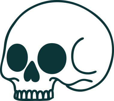 Bir insan tarafından çizilmiş bir kafatasının ikonik dövme şekli