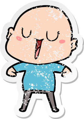 Bir insan tarafından çizilmiş mutlu, kel bir adamın sıkıntılı çıkartması.