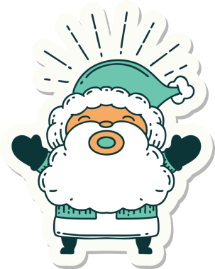 Bir insan tarafından çizilmiş dövme stili Noel Baba karakterinin çıkartması.