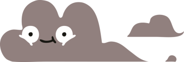 Bir insan tarafından çizilmiş bir fırtına bulutunun düz renkli retro karikatürü