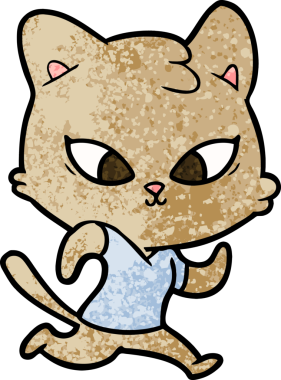 Bir insan tarafından çizilmiş sevimli çizgi film kedisi.