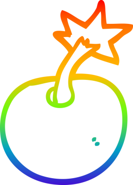 Bir insan tarafından çizilmiş yuvarlak çizgi film bombasının gradyan çizgisi.