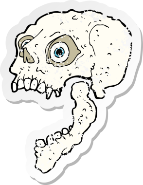 Bir insan tarafından çizilmiş korkunç bir kafatası karikatürünün gerilimli yapıştırması.