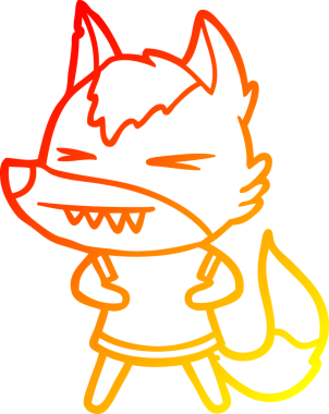 Bir insan tarafından çizilmiş kızgın bir kurt çizgi karakteri.