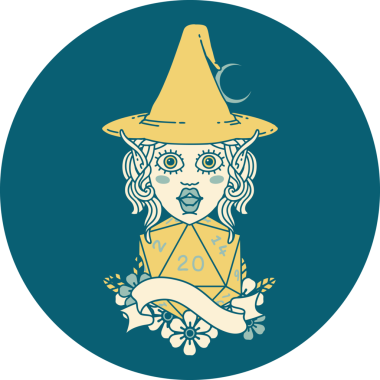 Retro Dövme Biçimli elf karakteri Bir insan tarafından çizilmiş doğal yirmi zar atışıyla