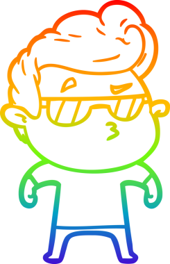 Gökkuşağı gradyan çizimi. Bir insan tarafından çizilmiş havalı bir adamın çizimi.