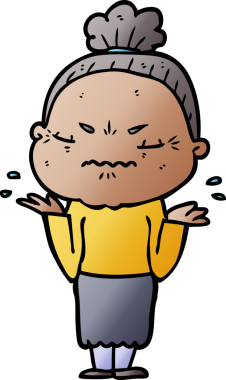 Çizgi film bir insan tarafından çizilmiş yaşlı bir kadın tarafından rahatsız edildi.