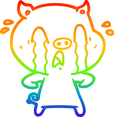 gökkuşağı gradyan çizimi bir insan tarafından çizilmiş ağlayan domuz çizgi filmi